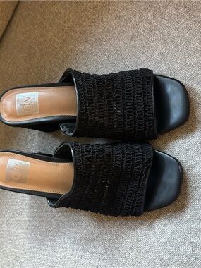 Dolce Vita Black Woven Slide Heels